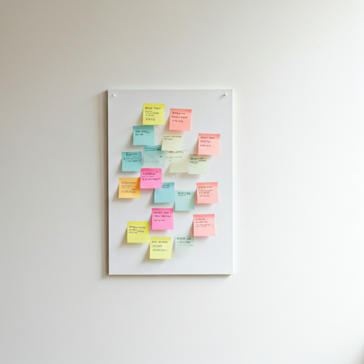 Colorful post-it notes on a wall during a workshop